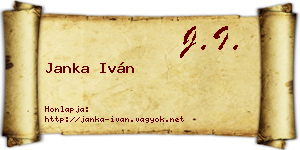 Janka Iván névjegykártya